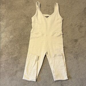 Cream Textured Jumpsuit